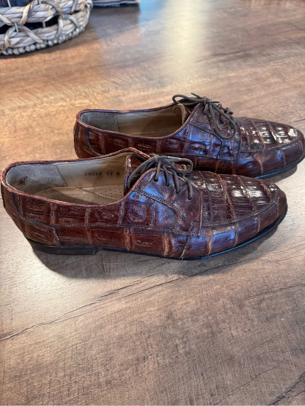 Belvedere Florence Men’s 11 M Genuine Crocodile Leather Brown Oxford Shoes Italy